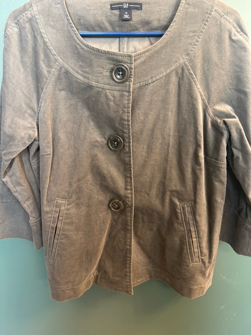 GAP Gray Cotton Button-Front Jacket